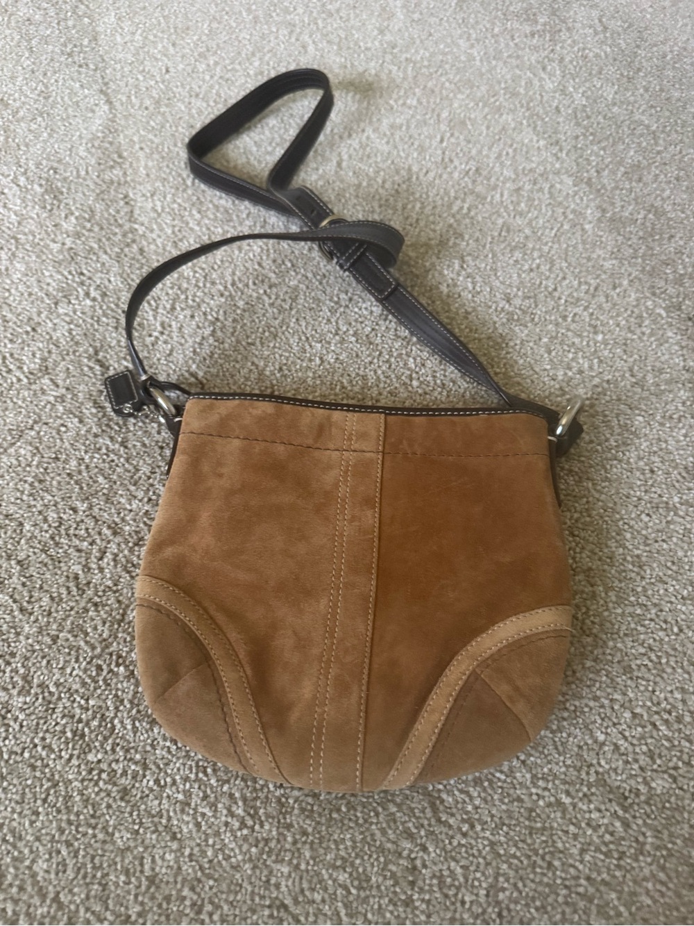 Suede Crossbody Shoulder Bag in Brown